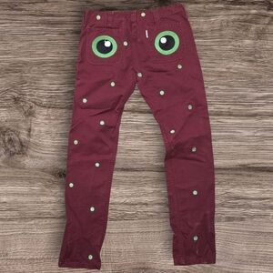 Devil Nut Under Red Flag Pants Green Eye Design Medium